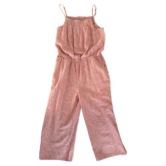 Beach Lunch Lounge Linen Blend Striped Romper Size S - Picture 1 of 7
